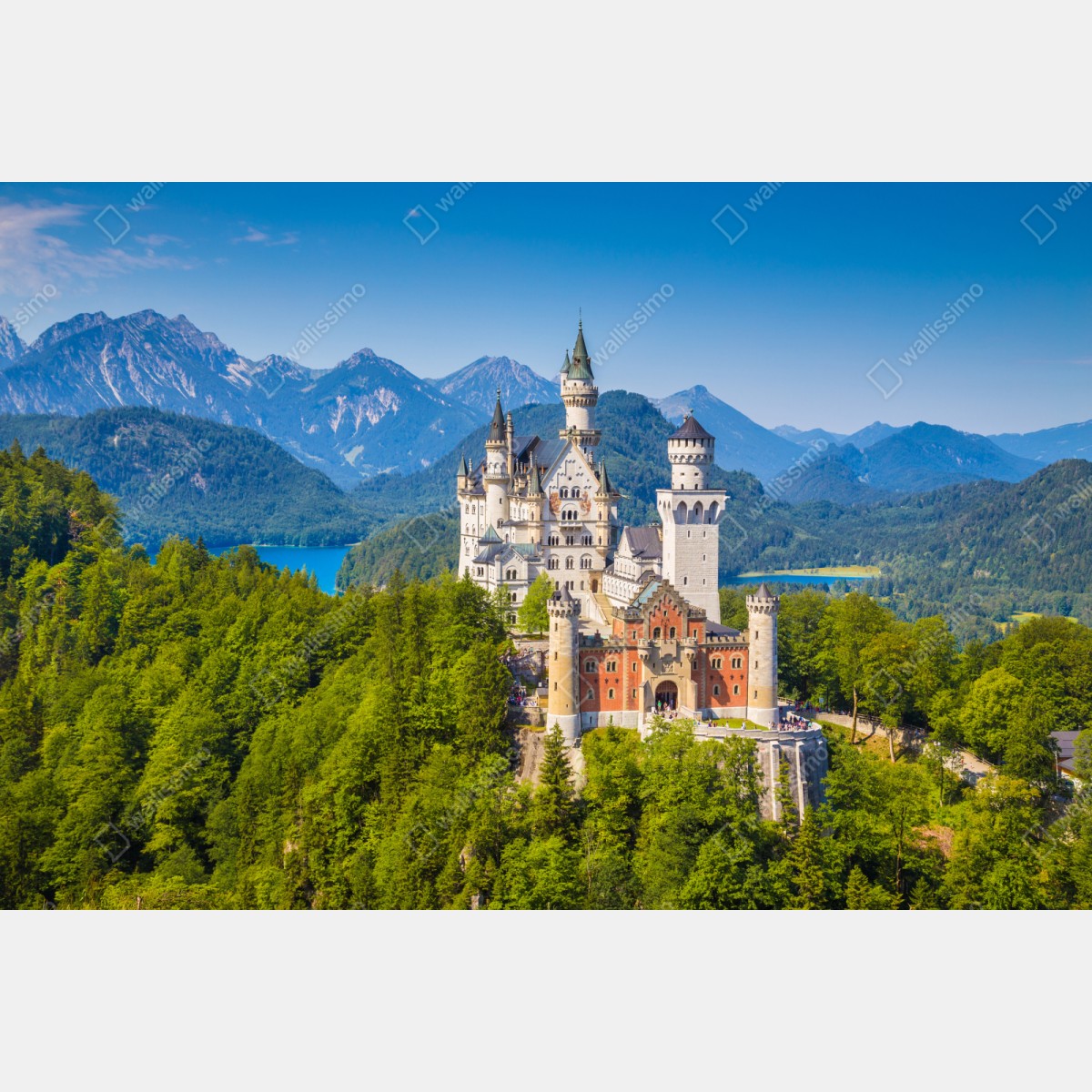 Repositionierbarer Aufkleber schloss Neuschwanstein in alpiner landschaft – Wallnifity® Repositionierbarer Aufkleber schloss Neuschwanstein in alpiner landschaft – Wallnifity®
