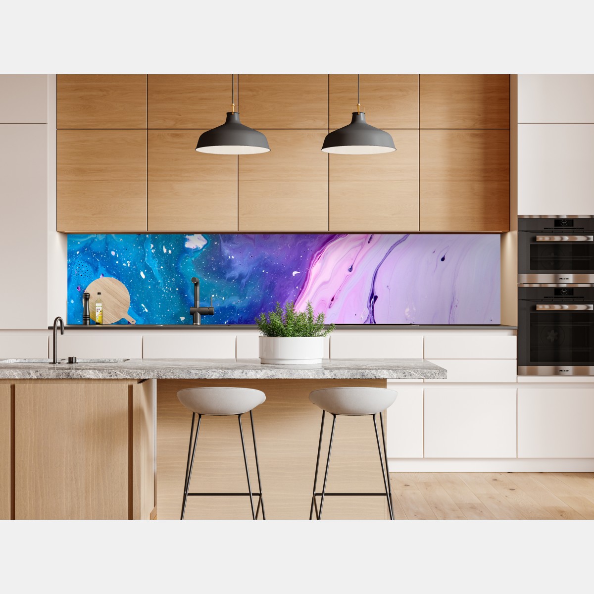Repositionierbarer Aufkleber lebendige blau-violette abstrakte acrylmalerei – Wallnifity® Repositionierbarer Aufkleber lebendige blau-violette abstrakte acrylmalerei – Wallnifity®