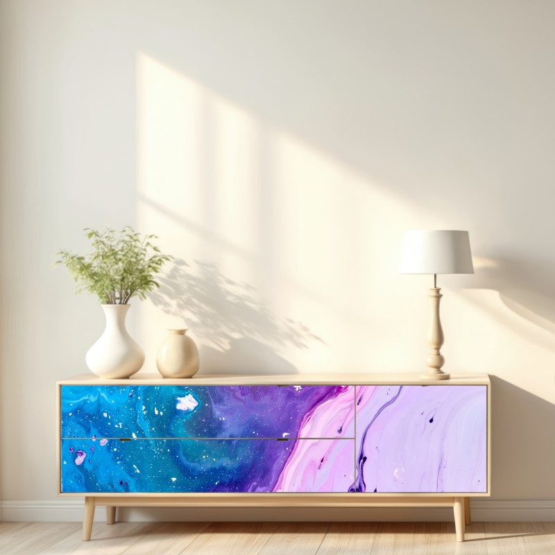 Repositionierbarer Aufkleber lebendige blau-violette abstrakte acrylmalerei – Wallnifity® Repositionierbarer Aufkleber lebendige blau-violette abstrakte acrylmalerei – Wallnifity®
