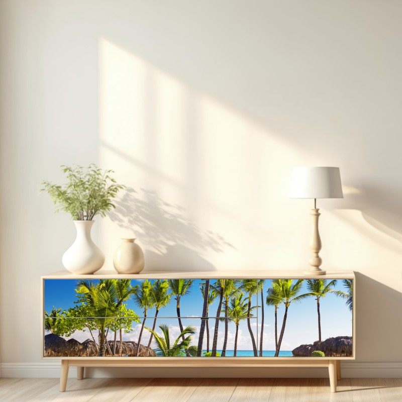 Repositionierbarer Aufkleber tropisches strandparadies in Punta Cana – Wallnifity® Repositionierbarer Aufkleber tropisches strandparadies in Punta Cana – Wallnifity®