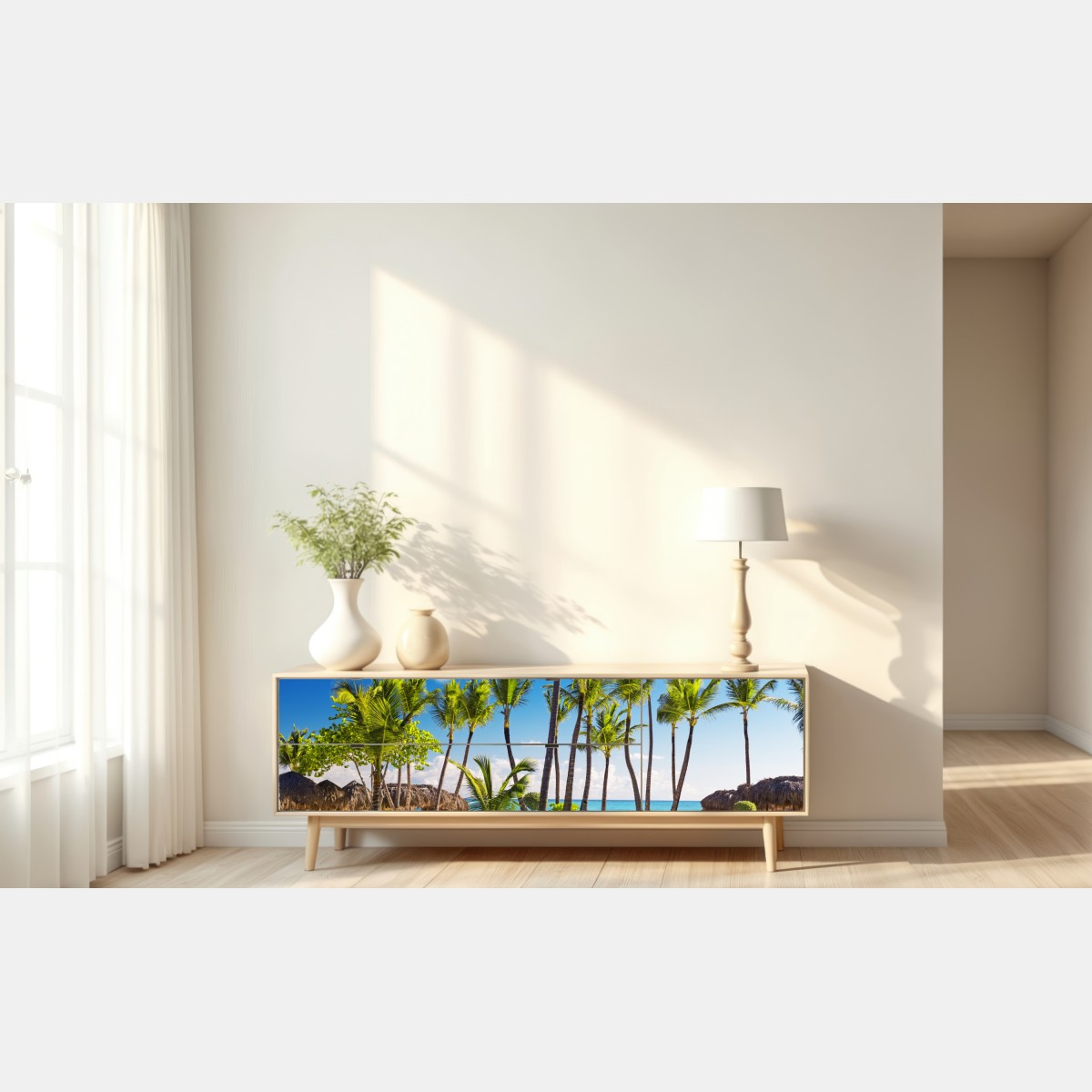 Repositionierbarer Aufkleber tropisches strandparadies in Punta Cana – Wallnifity® Repositionierbarer Aufkleber tropisches strandparadies in Punta Cana – Wallnifity®