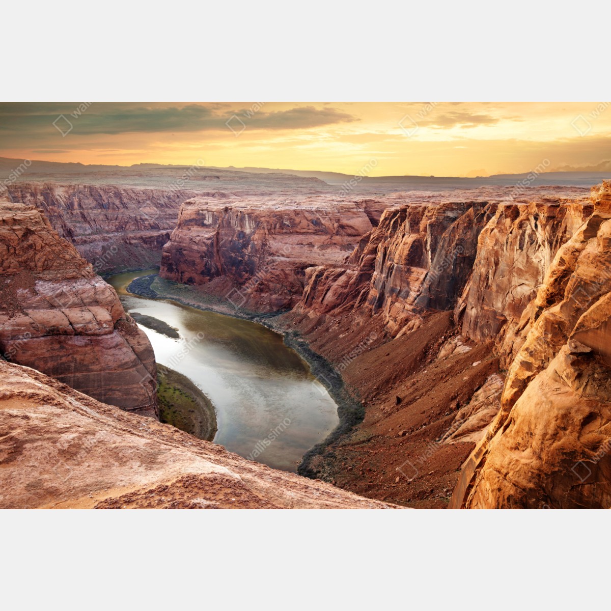 Repositionierbarer Aufkleber sonnenbeschienener canyon bei Horseshoe Bend, Colorado River – Wallnifity® Repositionierbarer Aufkleber sonnenbeschienener canyon bei Horseshoe Bend, Colorado River – Wallnifity®