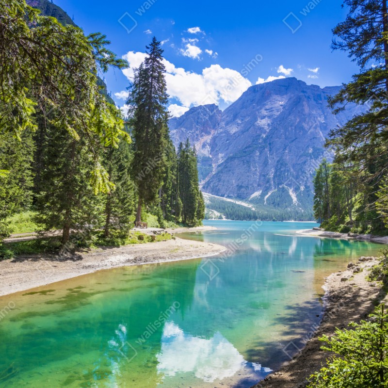 Repositionierbarer Aufkleber Pragser Wildsee türkisblauer bergsee – Wallnifity® Repositionierbarer Aufkleber Pragser Wildsee türkisblauer bergsee – Wallnifity®