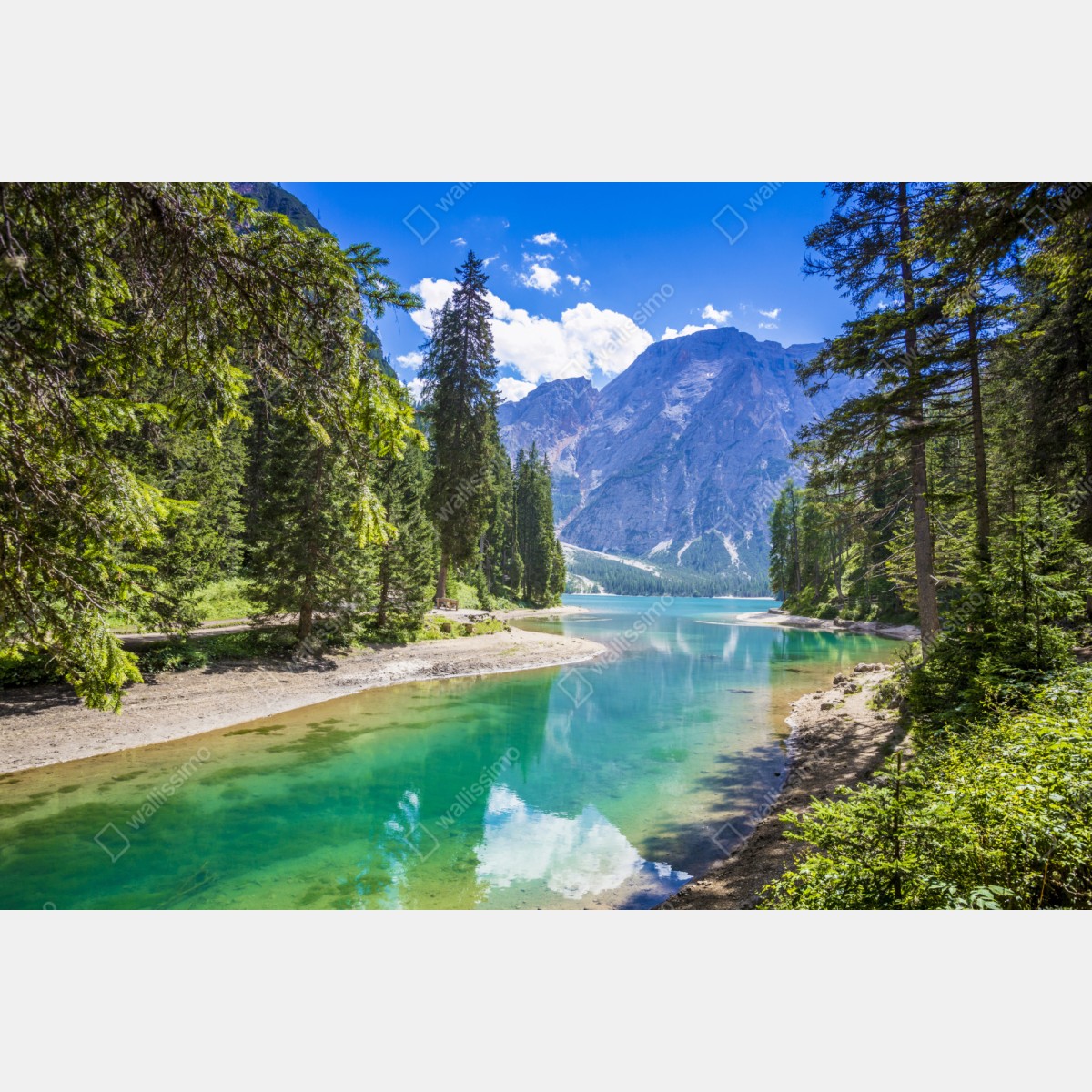 Repositionierbarer Aufkleber Pragser Wildsee türkisblauer bergsee – Wallnifity® Repositionierbarer Aufkleber Pragser Wildsee türkisblauer bergsee – Wallnifity®