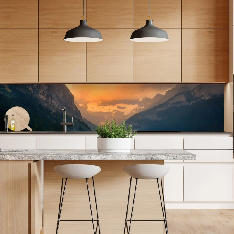 Repositionierbarer Aufkleber sonnenaufgang über Lake Louise, Banff – Wallnifity® Repositionierbarer Aufkleber sonnenaufgang über Lake Louise, Banff – Wallnifity®