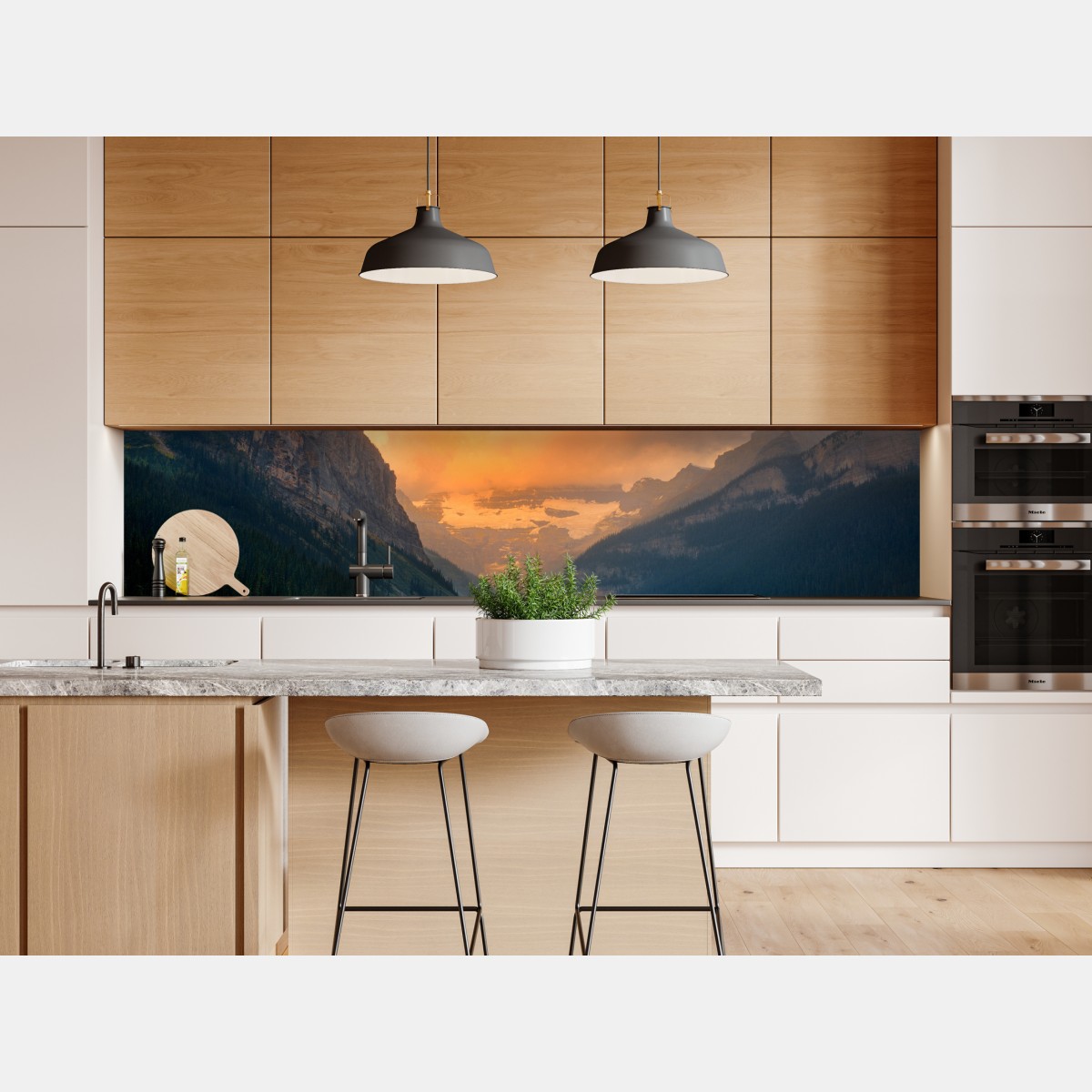 Repositionierbarer Aufkleber sonnenaufgang über Lake Louise, Banff – Wallnifity® Repositionierbarer Aufkleber sonnenaufgang über Lake Louise, Banff – Wallnifity®