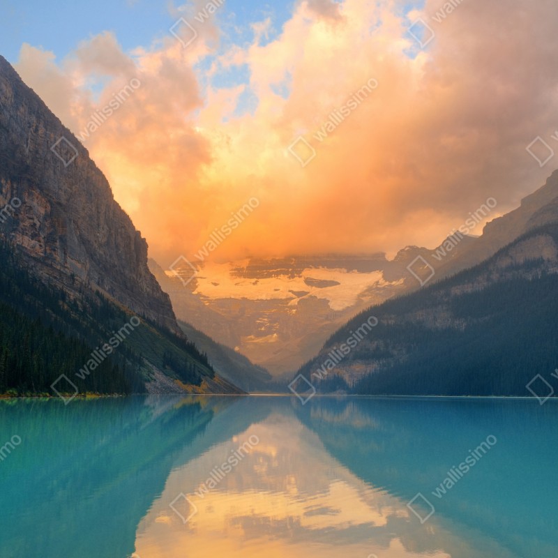 Repositionierbarer Aufkleber sonnenaufgang über Lake Louise, Banff – Wallnifity® Repositionierbarer Aufkleber sonnenaufgang über Lake Louise, Banff – Wallnifity®