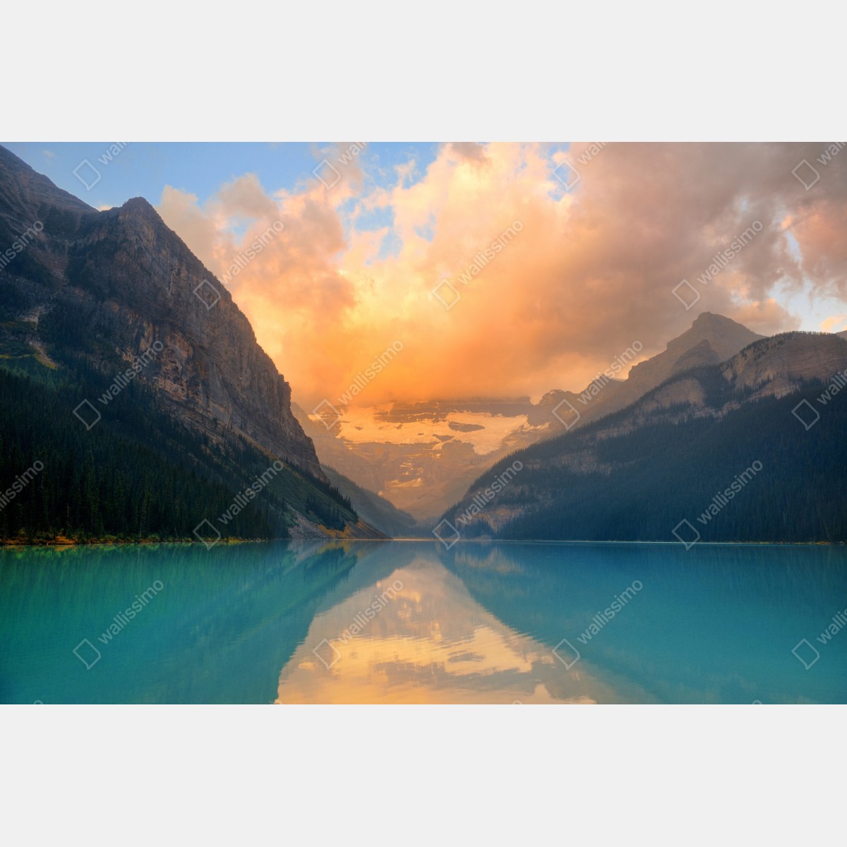 Repositionierbarer Aufkleber sonnenaufgang über Lake Louise, Banff – Wallnifity® Repositionierbarer Aufkleber sonnenaufgang über Lake Louise, Banff – Wallnifity®