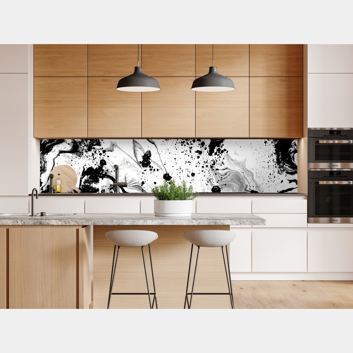 Repositionierbarer Aufkleber monochromes marmormuster abstrakt – Wallnifity® Repositionierbarer Aufkleber monochromes marmormuster abstrakt – Wallnifity®