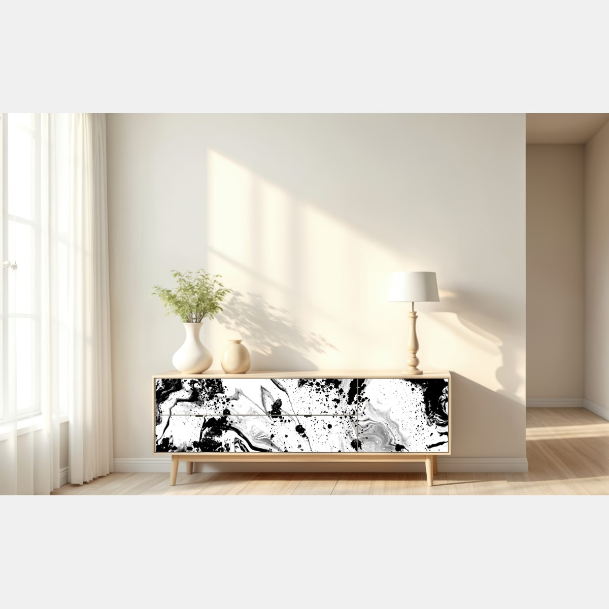 Repositionierbarer Aufkleber monochromes marmormuster abstrakt – Wallnifity® Repositionierbarer Aufkleber monochromes marmormuster abstrakt – Wallnifity®
