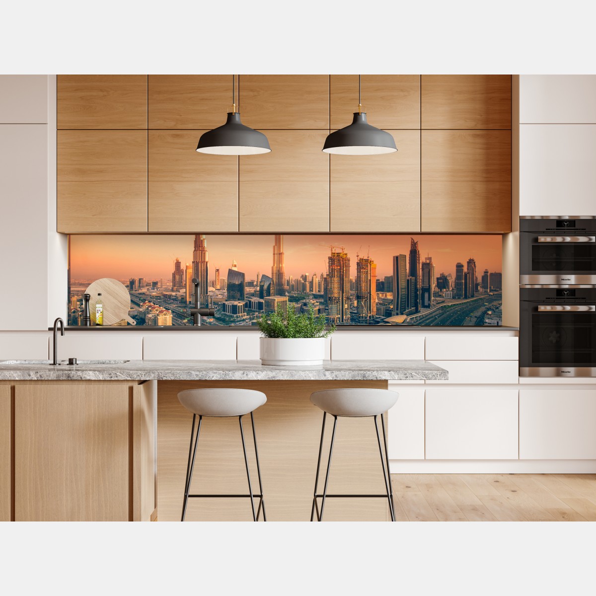 Repositionierbarer Aufkleber Dubai skyline bei sonnenuntergang – Wallnifity® Repositionierbarer Aufkleber Dubai skyline bei sonnenuntergang – Wallnifity®