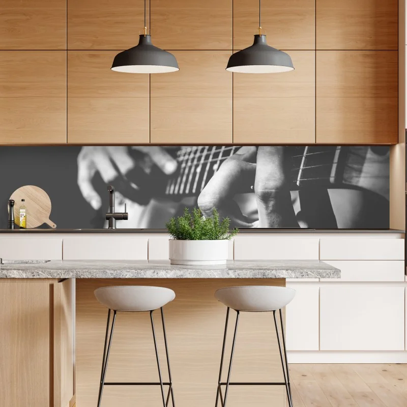 Repositionierbarer Aufkleber monochrome gitarre nahaufnahme – Wallnifity® Repositionierbarer Aufkleber monochrome gitarre nahaufnahme – Wallnifity®