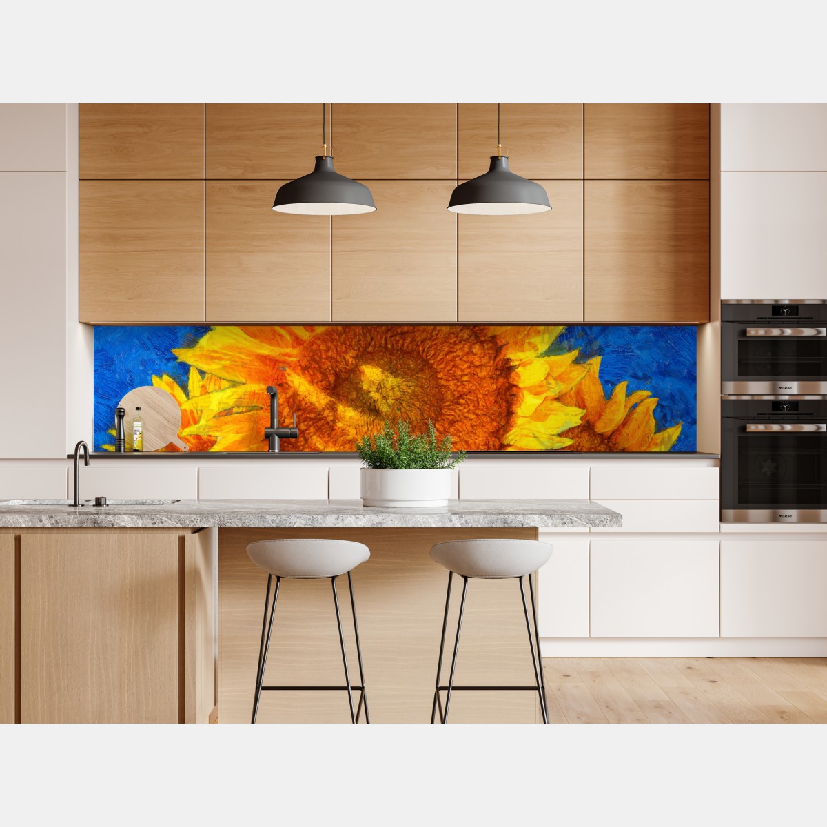 Repositionierbarer Aufkleber lebendige sonnenblumen im stil von Van Gogh – Wallnifity® Repositionierbarer Aufkleber lebendige sonnenblumen im stil von Van Gogh – Wallnifity®
