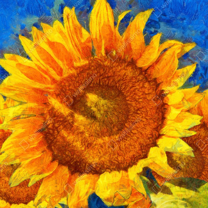 Repositionierbarer Aufkleber lebendige sonnenblumen im stil von Van Gogh – Wallnifity® Repositionierbarer Aufkleber lebendige sonnenblumen im stil von Van Gogh – Wallnifity®