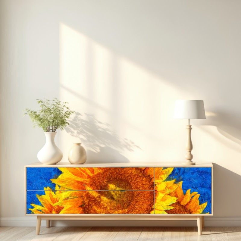 Repositionierbarer Aufkleber lebendige sonnenblumen im stil von Van Gogh – Wallnifity® Repositionierbarer Aufkleber lebendige sonnenblumen im stil von Van Gogh – Wallnifity®