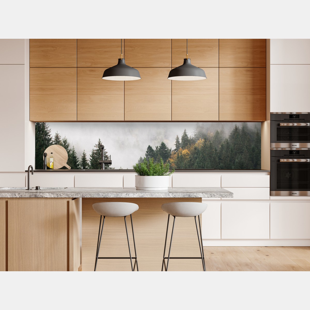 Repositionierbarer Aufkleber nebliger bergwald im dunst – Wallnifity® Repositionierbarer Aufkleber nebliger bergwald im dunst – Wallnifity®