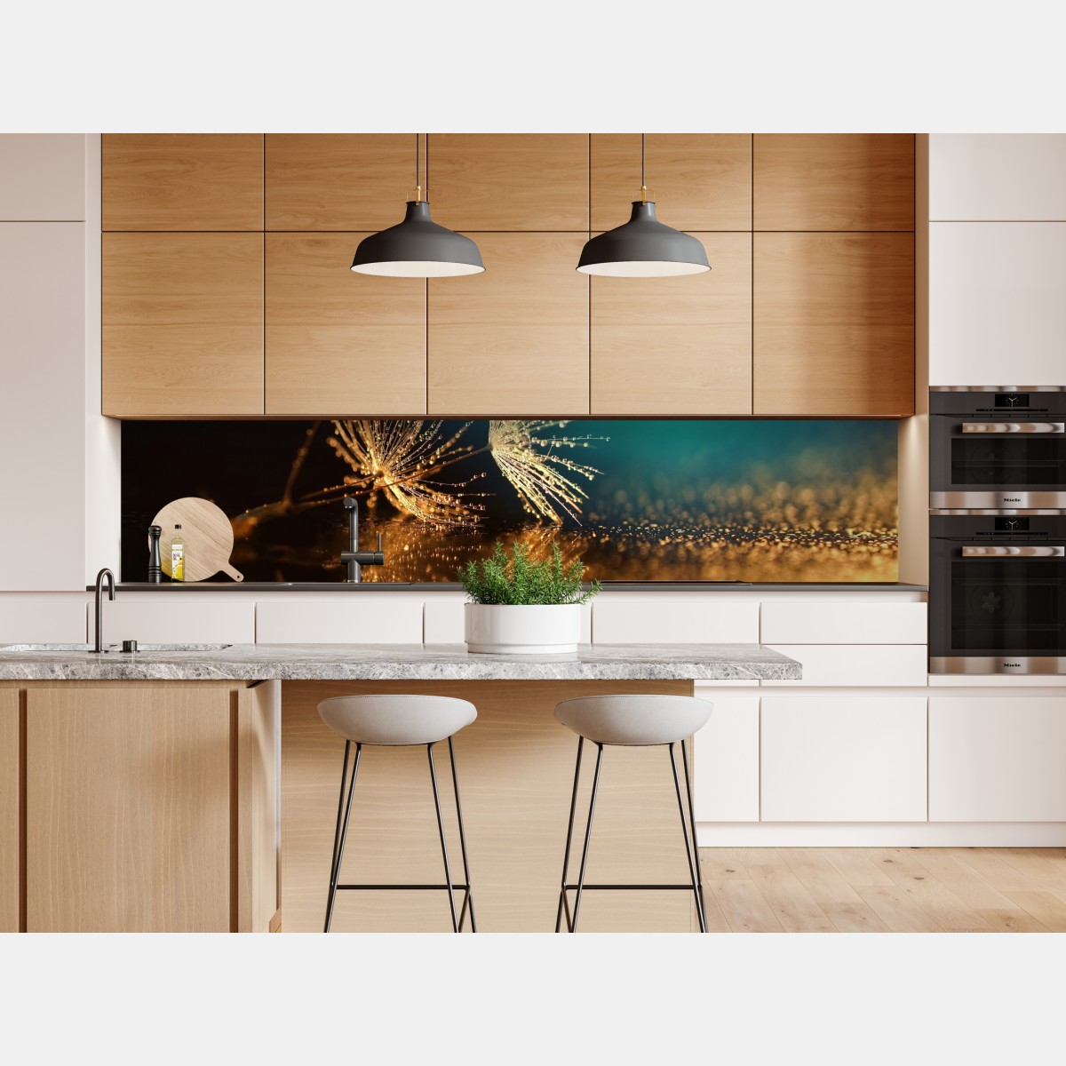 Repositionierbarer Aufkleber goldene reflexion von löwenzahnsamen – Wallnifity® Repositionierbarer Aufkleber goldene reflexion von löwenzahnsamen – Wallnifity®