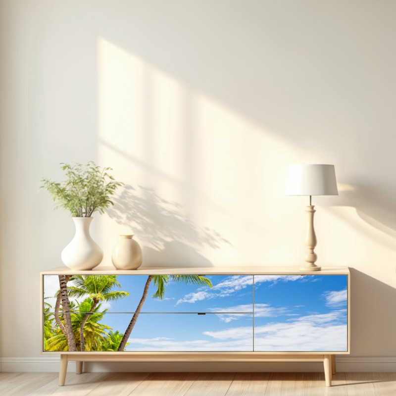 Repositionierbarer Aufkleber palmenstrand in Punta Cana – Wallnifity® Repositionierbarer Aufkleber palmenstrand in Punta Cana – Wallnifity®