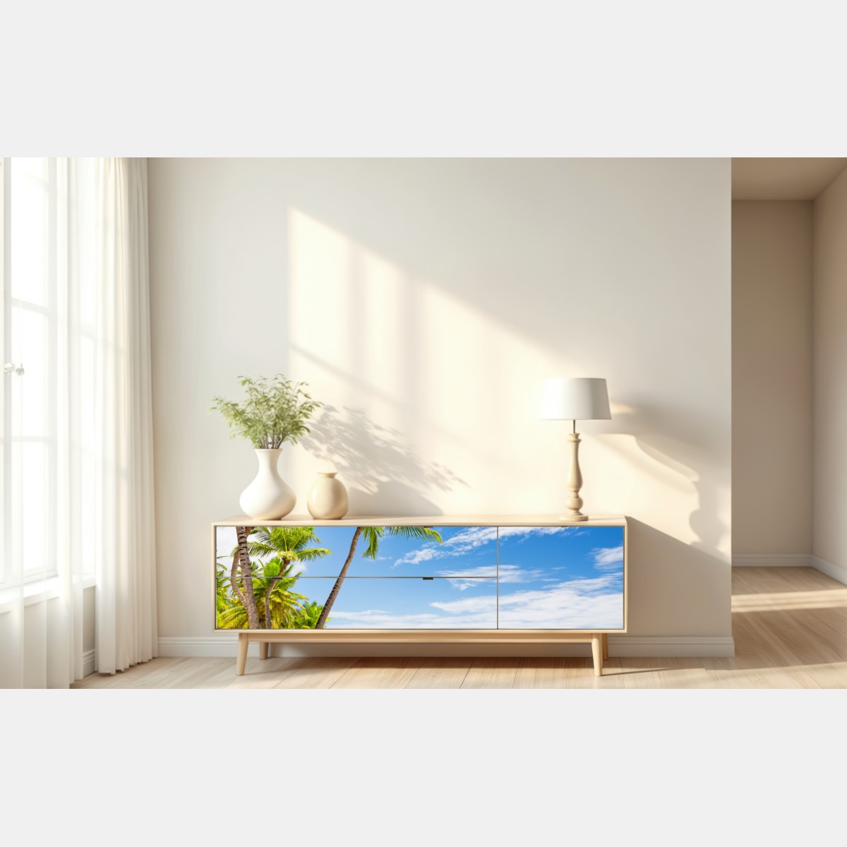 Repositionierbarer Aufkleber palmenstrand in Punta Cana – Wallnifity® Repositionierbarer Aufkleber palmenstrand in Punta Cana – Wallnifity®