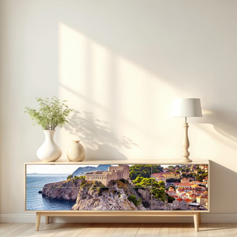 Repositionierbarer Aufkleber Dubrovnik küstenfestung auf felsigen klippen – Wallnifity® Repositionierbarer Aufkleber Dubrovnik küstenfestung auf felsigen klippen – Wallnifity®