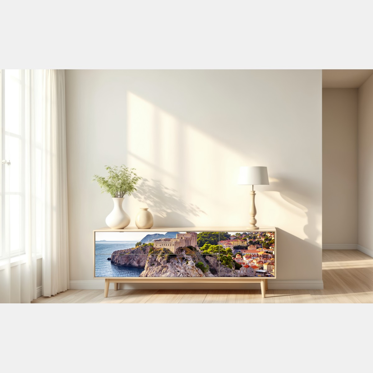 Repositionierbarer Aufkleber Dubrovnik küstenfestung auf felsigen klippen – Wallnifity® Repositionierbarer Aufkleber Dubrovnik küstenfestung auf felsigen klippen – Wallnifity®