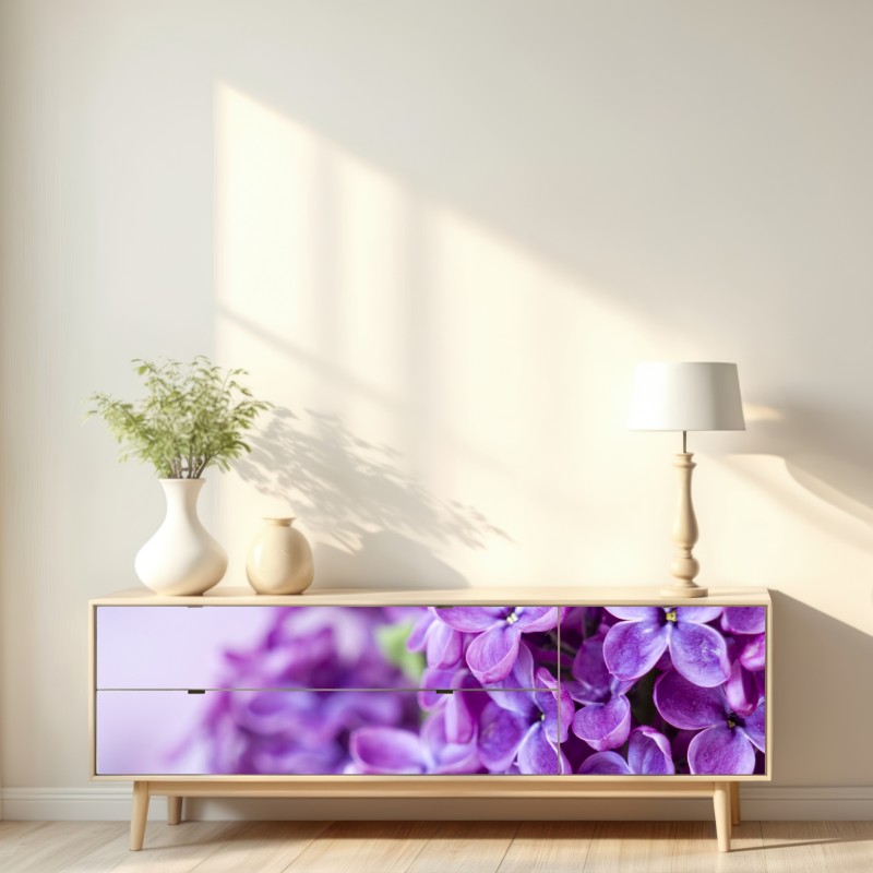 Repositionierbarer Aufkleber lila fliederblüten nahaufnahme – Wallnifity® Repositionierbarer Aufkleber lila fliederblüten nahaufnahme – Wallnifity®