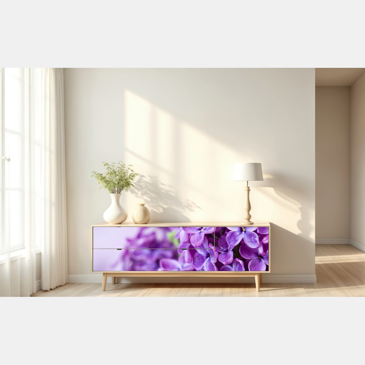 Repositionierbarer Aufkleber lila fliederblüten nahaufnahme – Wallnifity® Repositionierbarer Aufkleber lila fliederblüten nahaufnahme – Wallnifity®