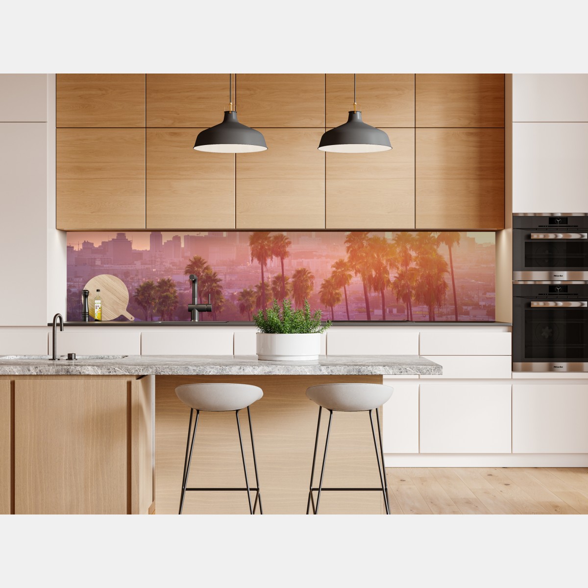 Repositionierbarer Aufkleber Los Angeles goldener sonnenuntergang über der skyline – Wallnifity® Repositionierbarer Aufkleber Los Angeles goldener sonnenuntergang über der skyline – Wallnifity®