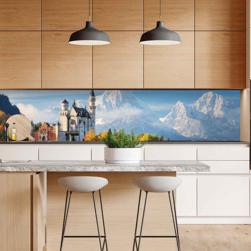 Repositionierbarer Aufkleber märchenschloss in den Alpen – Wallnifity® Repositionierbarer Aufkleber märchenschloss in den Alpen – Wallnifity®