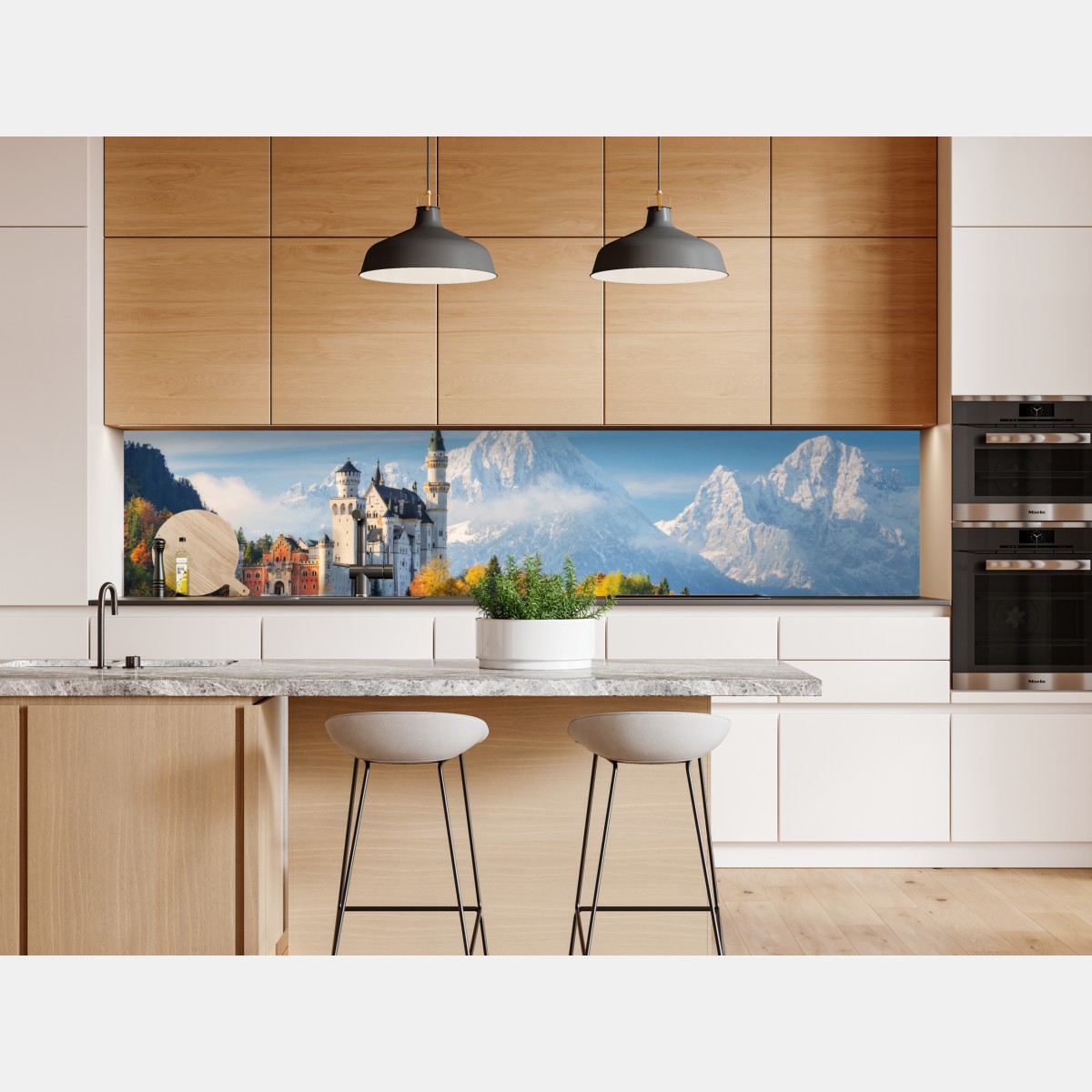 Repositionierbarer Aufkleber märchenschloss in den Alpen – Wallnifity® Repositionierbarer Aufkleber märchenschloss in den Alpen – Wallnifity®