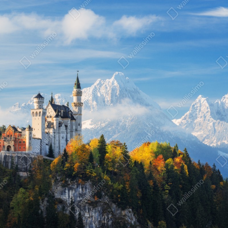 Repositionierbarer Aufkleber märchenschloss in den Alpen – Wallnifity® Repositionierbarer Aufkleber märchenschloss in den Alpen – Wallnifity®
