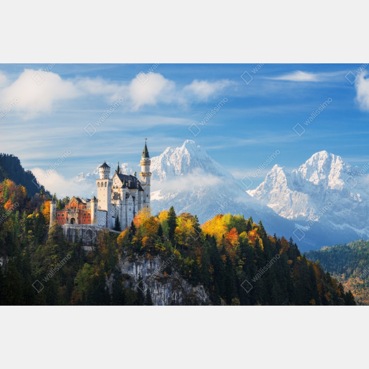 Repositionierbarer Aufkleber märchenschloss in den Alpen – Wallnifity® Repositionierbarer Aufkleber märchenschloss in den Alpen – Wallnifity®