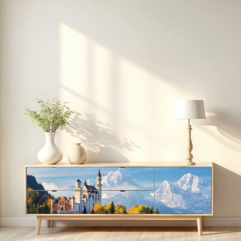 Repositionierbarer Aufkleber märchenschloss in den Alpen – Wallnifity® Repositionierbarer Aufkleber märchenschloss in den Alpen – Wallnifity®