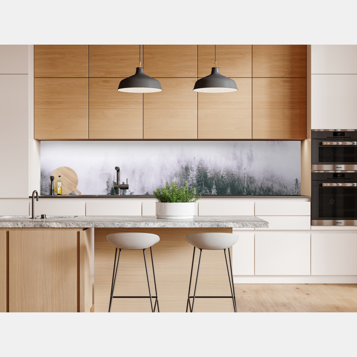 Repositionierbarer Aufkleber nebliger immergrüner wald – Wallnifity® Repositionierbarer Aufkleber nebliger immergrüner wald – Wallnifity®