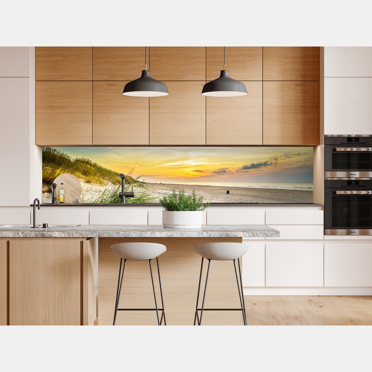 Repositionierbarer Aufkleber sonnenuntergang über ruhigen dünen – Wallnifity® Repositionierbarer Aufkleber sonnenuntergang über ruhigen dünen – Wallnifity®