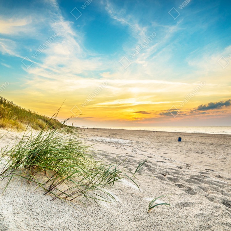 Repositionierbarer Aufkleber sonnenuntergang über ruhigen dünen – Wallnifity® Repositionierbarer Aufkleber sonnenuntergang über ruhigen dünen – Wallnifity®