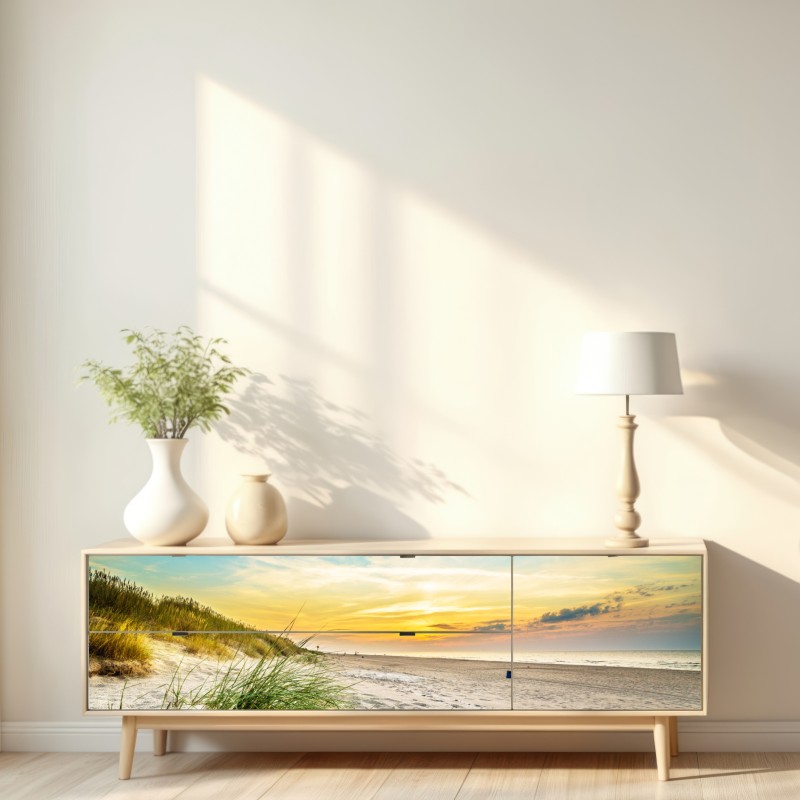 Repositionierbarer Aufkleber sonnenuntergang über ruhigen dünen – Wallnifity® Repositionierbarer Aufkleber sonnenuntergang über ruhigen dünen – Wallnifity®