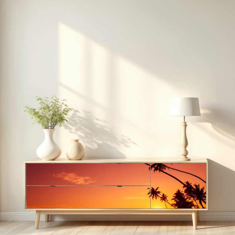 Repositionierbarer Aufkleber tropischer sonnenuntergang am strand – Wallnifity® Repositionierbarer Aufkleber tropischer sonnenuntergang am strand – Wallnifity®