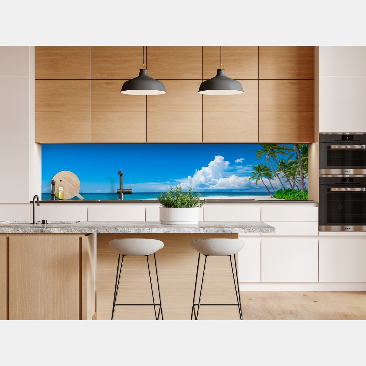 Repositionierbarer Aufkleber tropischer strand mit palmen – Wallnifity® Repositionierbarer Aufkleber tropischer strand mit palmen – Wallnifity®