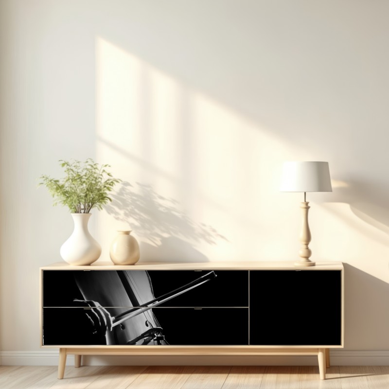 Repositionierbarer Aufkleber elegantes cello in monochrom – Wallnifity® Repositionierbarer Aufkleber elegantes cello in monochrom – Wallnifity®