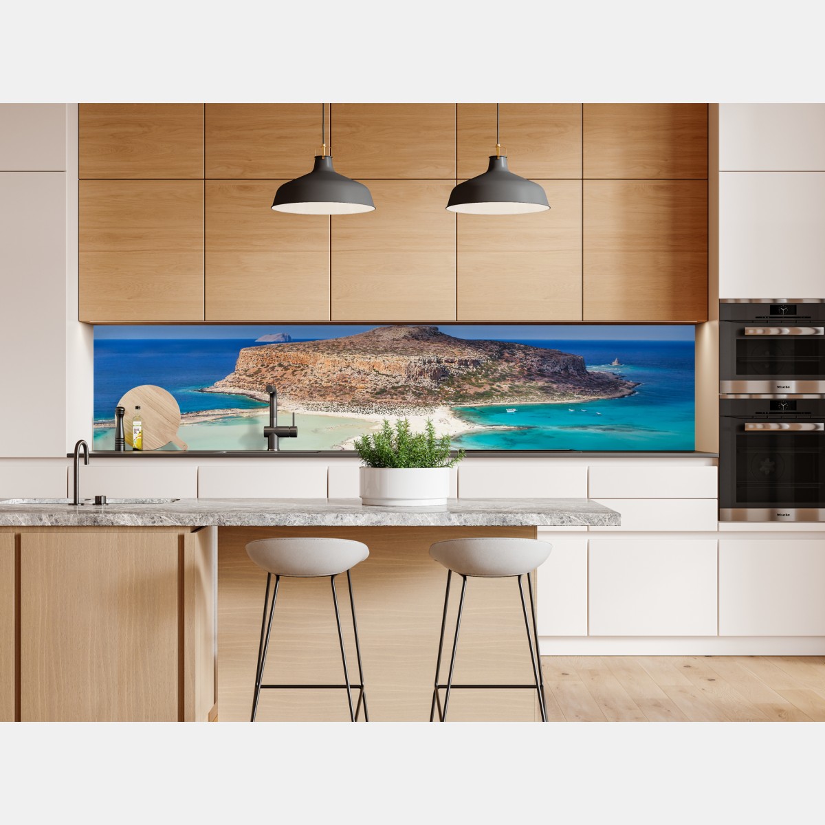 Repositionierbarer Aufkleber türkise lagune mit insel und sandstrand – Wallnifity® Repositionierbarer Aufkleber türkise lagune mit insel und sandstrand – Wallnifity®