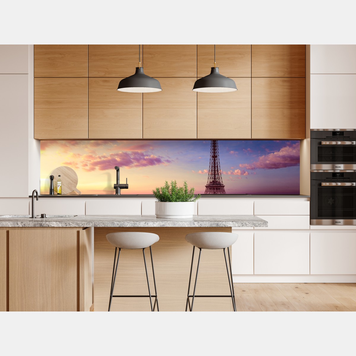 Repositionierbarer Aufkleber sonnenuntergang über dem Eiffelturm – Wallnifity® Repositionierbarer Aufkleber sonnenuntergang über dem Eiffelturm – Wallnifity®