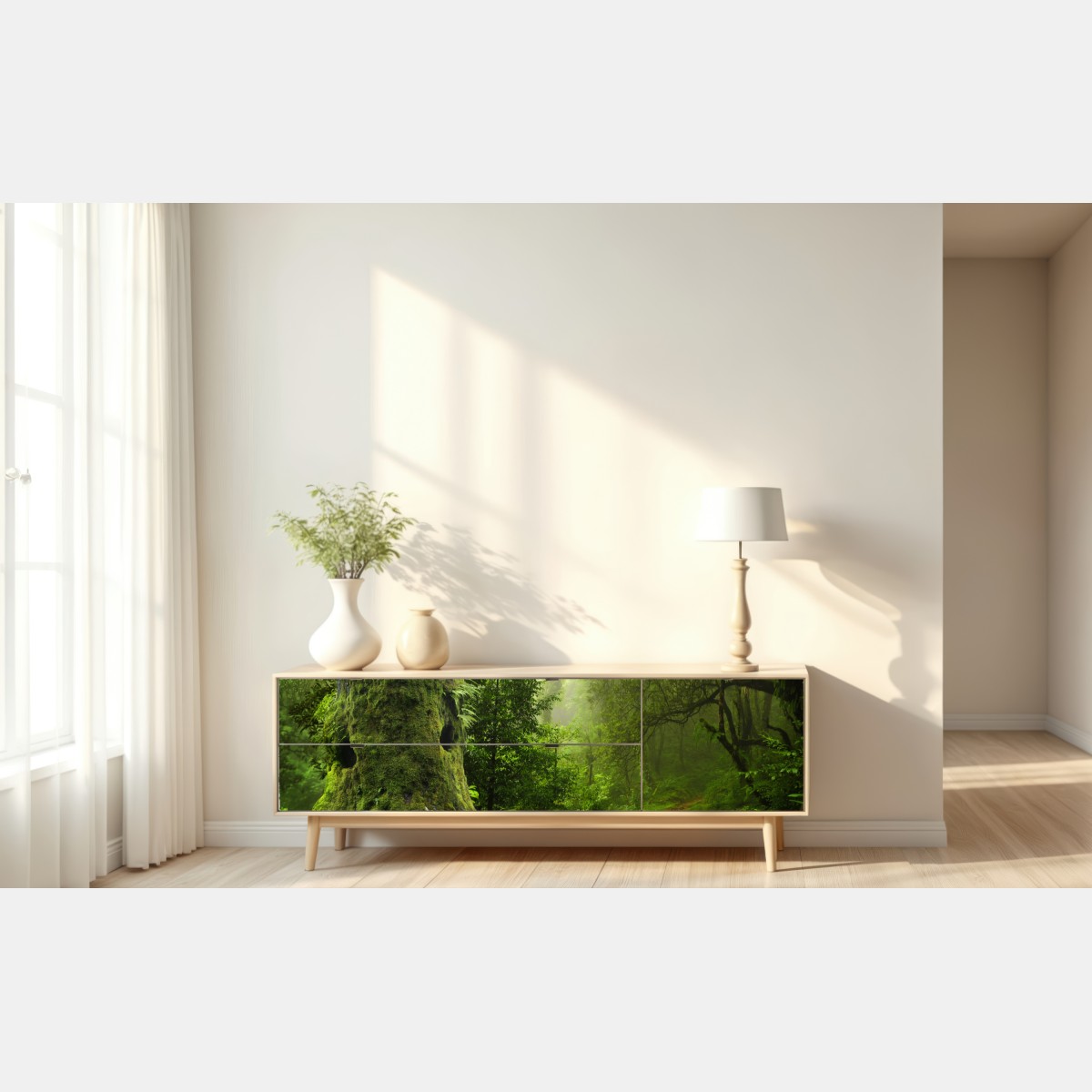 Repositionierbarer Aufkleber moosiger alter waldpfad – Wallnifity® Repositionierbarer Aufkleber moosiger alter waldpfad – Wallnifity®