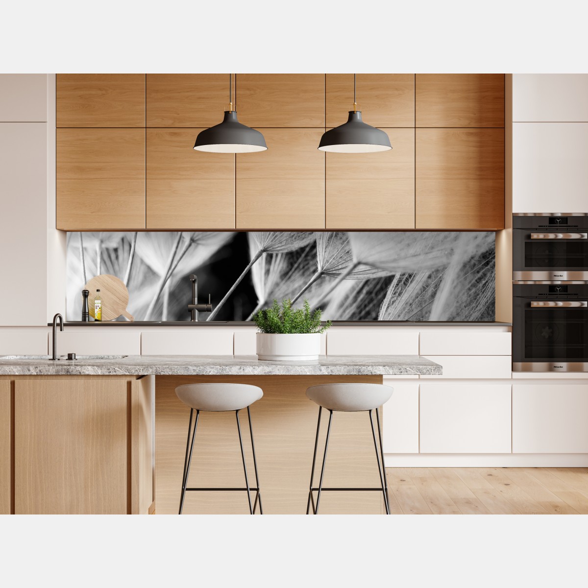 Repositionierbarer Aufkleber zarte nahaufnahme von löwenzahnsamen in monochrom – Wallnifity® Repositionierbarer Aufkleber zarte nahaufnahme von löwenzahnsamen in monochrom – Wallnifity®