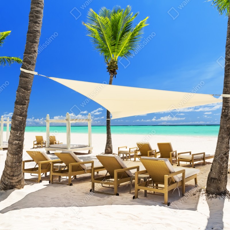 Repositionierbarer Aufkleber ruhiger strand in Cap Cana, Dominikanische Republik – Wallnifity® Repositionierbarer Aufkleber ruhiger strand in Cap Cana, Dominikanische Republik – Wallnifity®