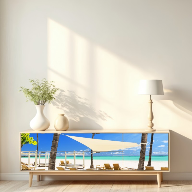 Repositionierbarer Aufkleber ruhiger strand in Cap Cana, Dominikanische Republik – Wallnifity® Repositionierbarer Aufkleber ruhiger strand in Cap Cana, Dominikanische Republik – Wallnifity®