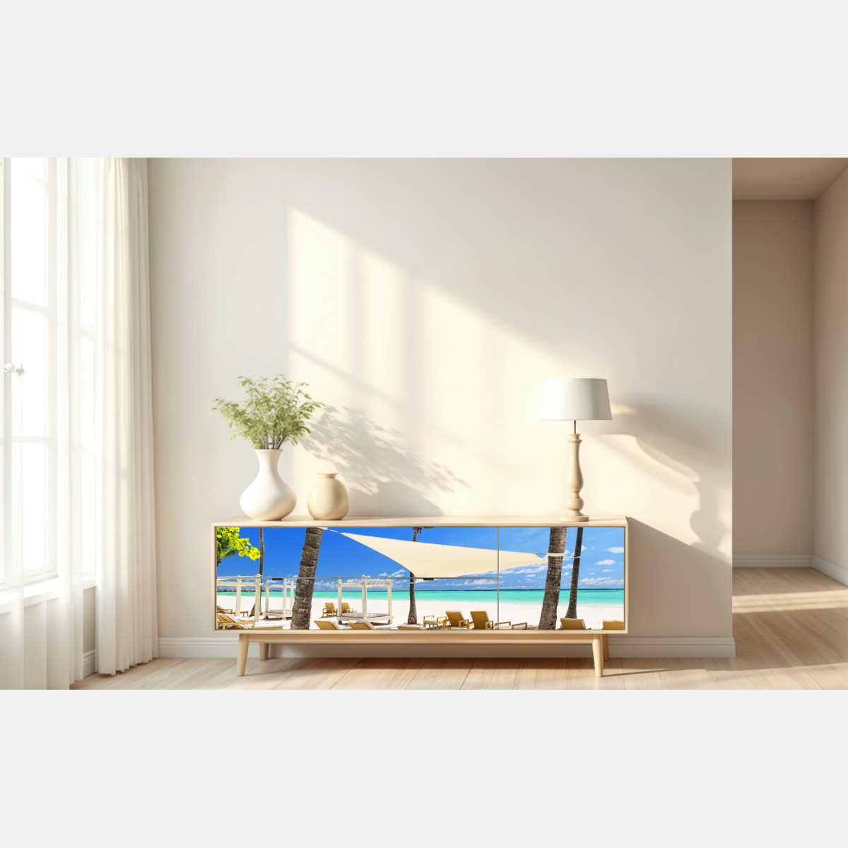 Repositionierbarer Aufkleber ruhiger strand in Cap Cana, Dominikanische Republik – Wallnifity® Repositionierbarer Aufkleber ruhiger strand in Cap Cana, Dominikanische Republik – Wallnifity®