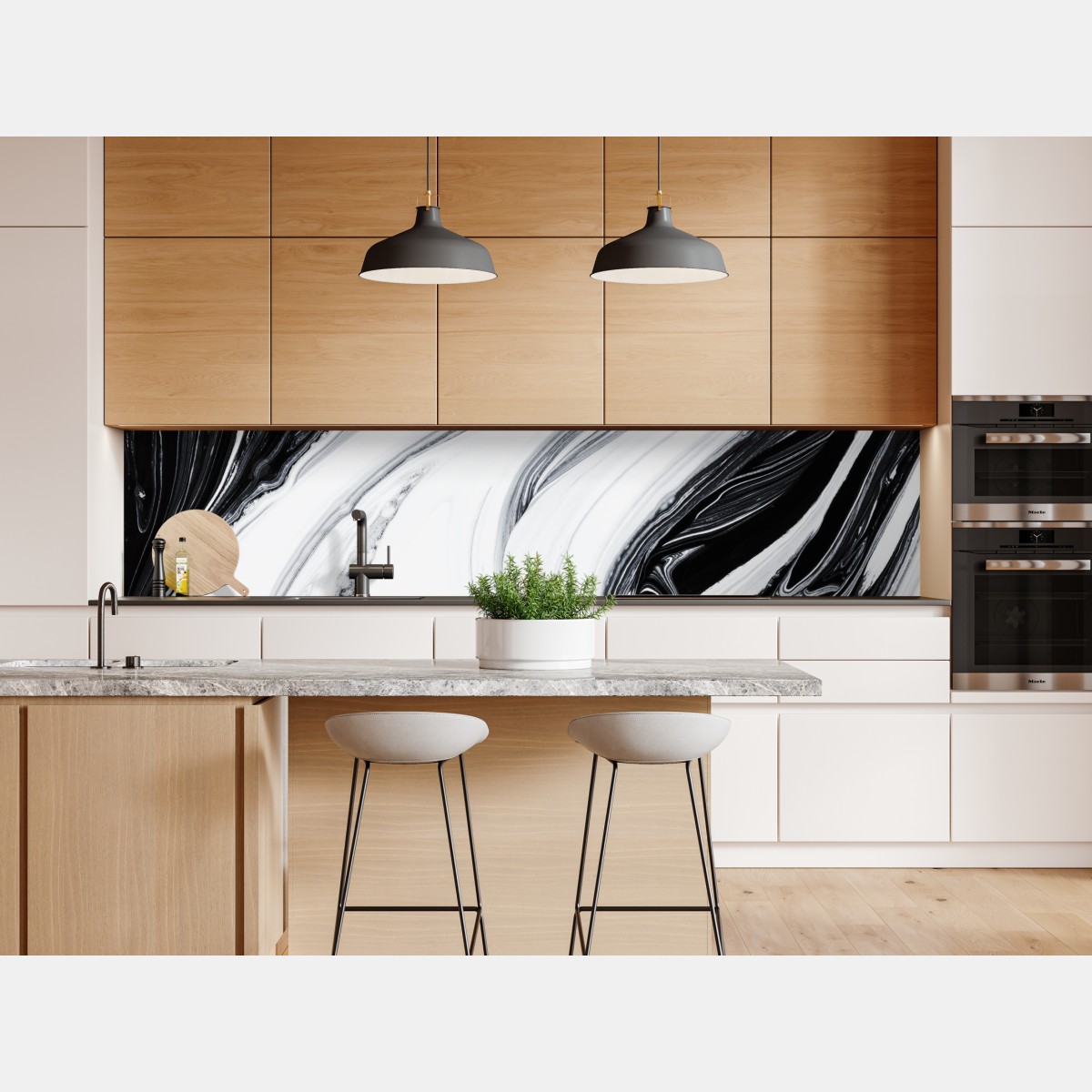Repositionierbarer Aufkleber monochromer marmorswirbel – Wallnifity® Repositionierbarer Aufkleber monochromer marmorswirbel – Wallnifity®