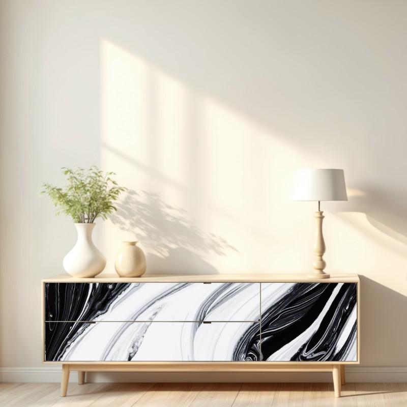 Repositionierbarer Aufkleber monochromer marmorswirbel – Wallnifity® Repositionierbarer Aufkleber monochromer marmorswirbel – Wallnifity®
