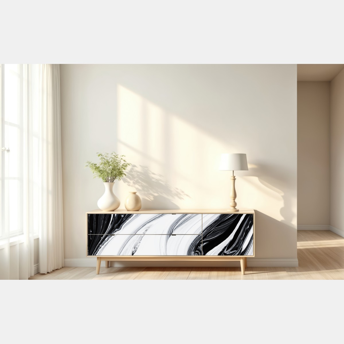 Repositionierbarer Aufkleber monochromer marmorswirbel – Wallnifity® Repositionierbarer Aufkleber monochromer marmorswirbel – Wallnifity®